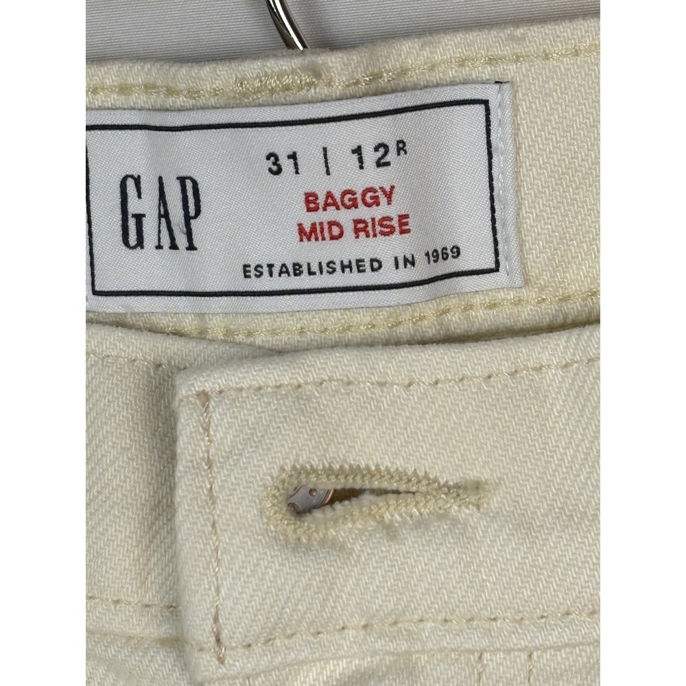 NWT Gap Women Baggy Mid Rise Wide Leg Jeans Crop Ecru Off-White Denim Sz 31 12R - Picture 7 of 15